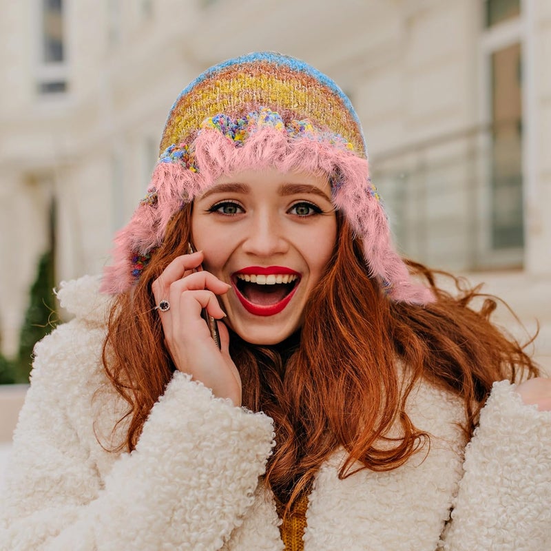 Busnos Crochet Bucket Hats for Women Handmade Hat Cute Foldable Knitted Hats for Women - Image 5